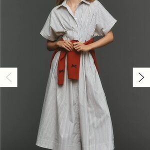 The Tobie Button-Front Pleated Shirt Dress Anthropologie